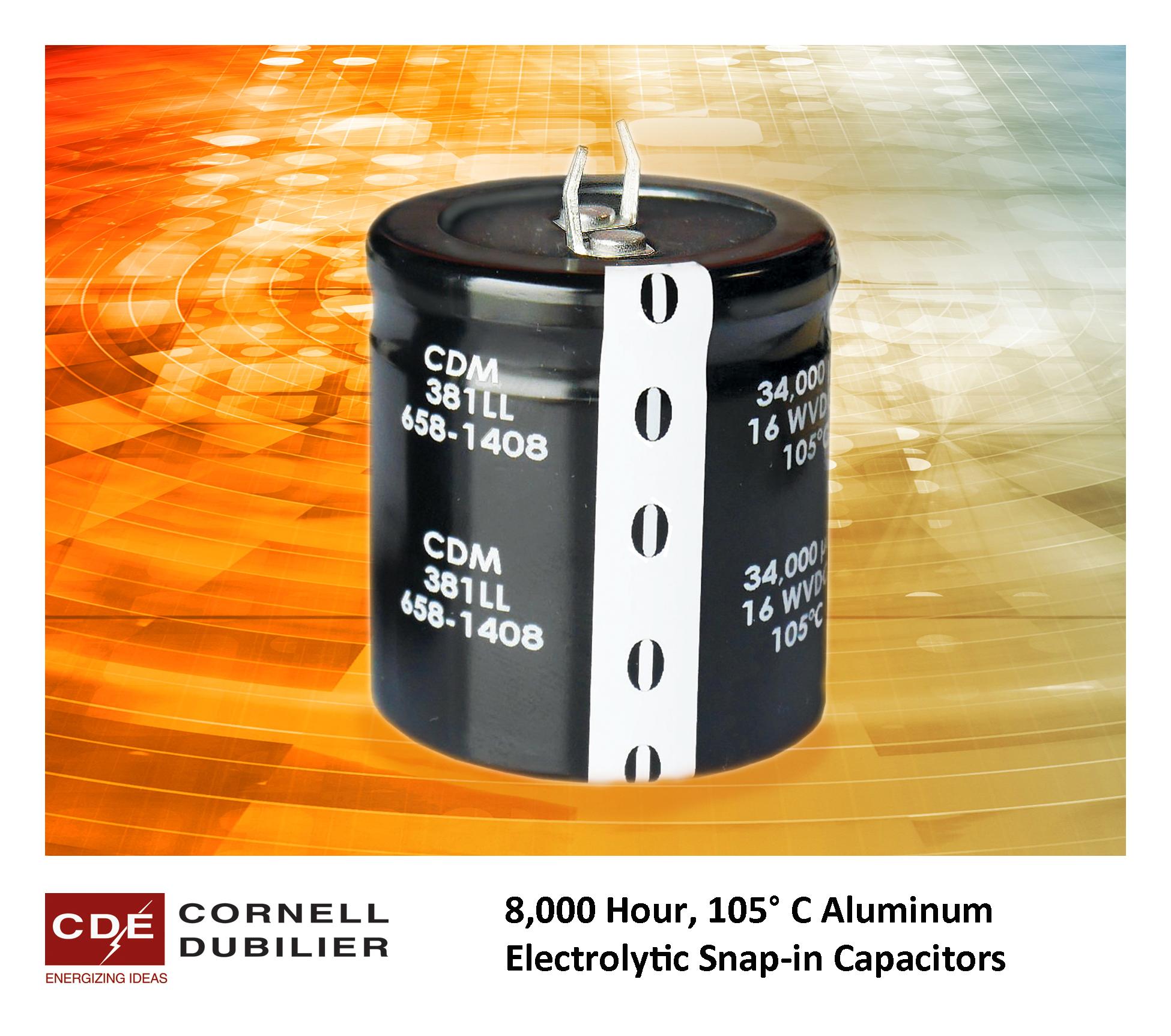 8,000 Hour, 105°C Aluminum Electrolytic Snap-in Capacitors